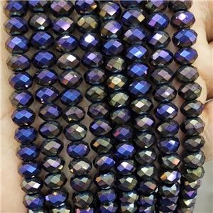 Natural Black Onyx Agate Beads Faceted Rondelle Electroplated, approx 8mm