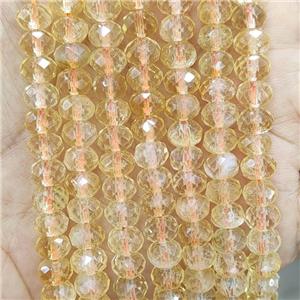 Natural Citrine Beads Yellow Faceted Rondelle A-Grade, approx 4x7mm