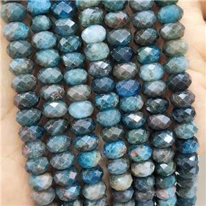 Natural Apatite Beads Blue Faceted Rondelle, approx 8mm
