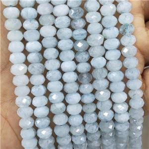Natural Blue Aquamarine Beads Faceted Rondelle, approx 6mm