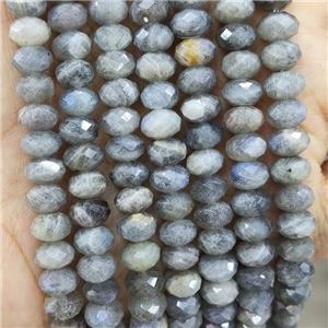 Natural Labradorite Beads Faceted Rondelle, approx 8mm