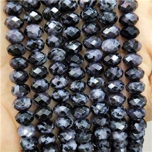 Natural Indigo Gabro Beads Black Faceted Rondelle, approx 8mm