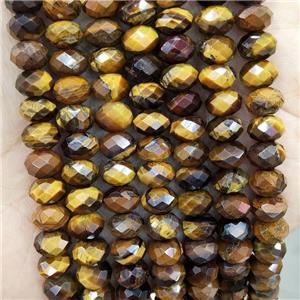 Tiger Eye Stone Beads Yellow Faceted Rondelle, approx 8mm