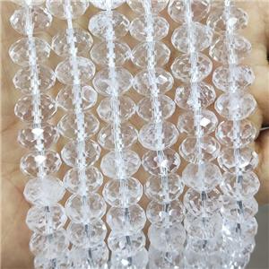 Natural Clear Crystal Quartz Beads Faceted Rondelle, approx 10mm