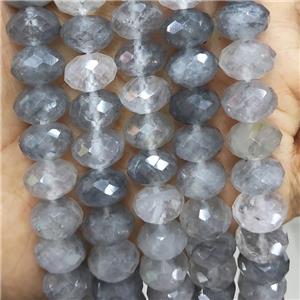 Natural Cloudy Quartz Beads Gray Faceted Rondelle, approx 12mm