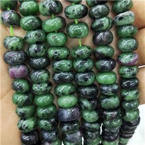 Natural Ruby Zoisite Beads Rondelle Square Green, approx 10-12mm