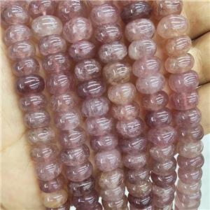 Natural Pink Strawberry Quartz Beads Rondelle Square, approx 10-12mm