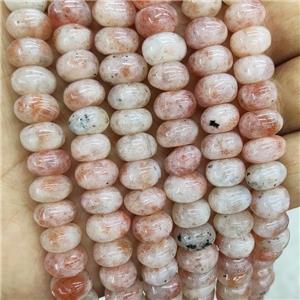 Natural Sunstone Rondelle Beads Peach Square, approx 10-12mm