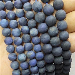 Blue Tiger Eye Stone Beads Matte Round, approx 10mm dia