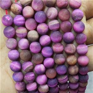 Fachsia Tiger Eye Stone Beads Matte Round, approx 8mm dia