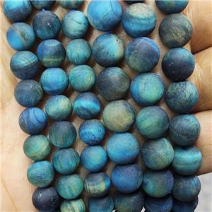 Aqua Tiger Eye Stone Beads Matte Round, approx 10mm dia