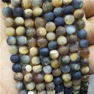 Fancy Tiger Eye Stone Beads Matte Round, approx 8mm dia