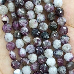 Natural Plum Blossom Tourmaline Beads Faceted Circle, approx 6mm
