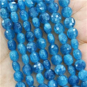 Blue Jade Beads Dye Faceted Circle, approx 6mm