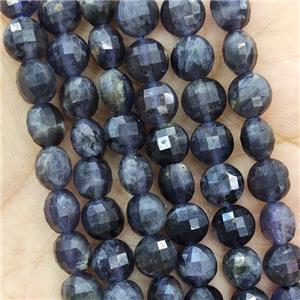 Natural Iolite Beads Blue Faceted Circle, approx 6mm