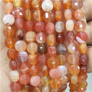 Natural Red Botswana Agate Beads Faceted Button Coin, approx 6mm