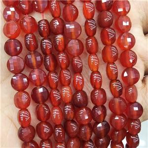 Natural Agate Beads Red Dye Faceted Circle, approx 6mm