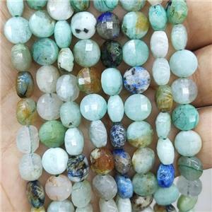 Natural Chrysocolla Beads Faceted Circle, approx 8mm