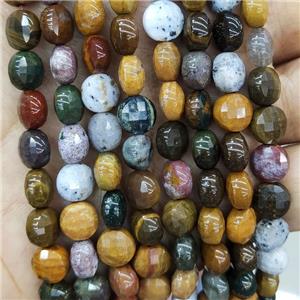 Natural Ocean Agate Beads Multicolor Faceted Circle, approx 6mm