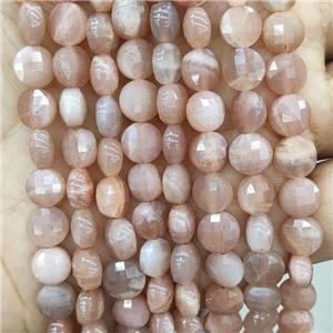 Natural Peach Sunstone Beads Faceted Circle, approx 8mm
