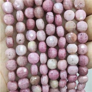 Natural Pink Wood Lace Jasper Beads Faceted Circle, approx 8mm