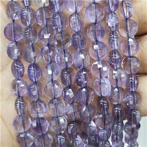 Natural Purple Amethyst Beads Faceted Circle, approx 6mm