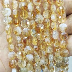 Natural Citrine Beads Yellow Faceted Circle, approx 8mm