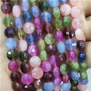 Dye Jade Beads Mixed Color Faceted Circle, approx 8mm