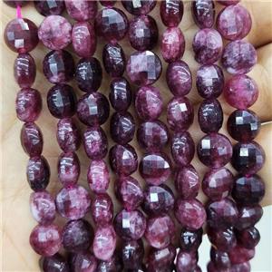 Fuchsia Jade Beads Dye Faceted Circle, approx 8mm