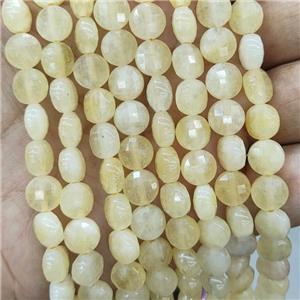 Natural Honey Jade Beads Yellow Faceted Circle, approx 8mm