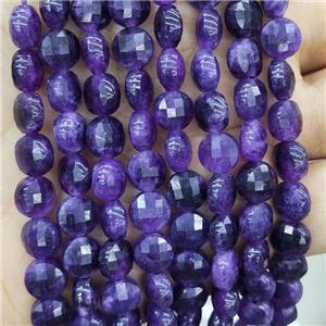Jade Beads Purple Dye Faceted Circle, approx 8mm