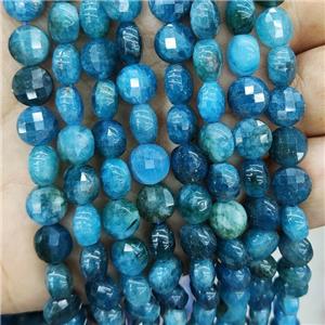 Jade Beads Blue Dye Faceted Circle, approx 8mm