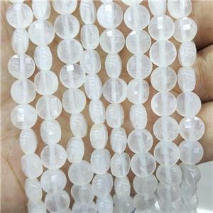 White Jade Beads Dye Faceted Circle, approx 8mm