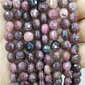 Natural Pink Rhodonite Beads Faceted Circle, approx 6mm
