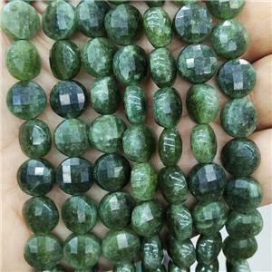 Green Jade Beads Dye Faceted Circle, approx 10mm