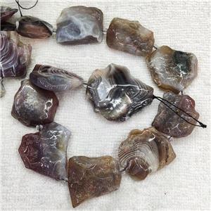 Natural Botswana Agate Beads Nugget Gray Slice Freeform Rough, approx 15-35mm