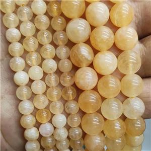 Yellow Jade Beads Dye Smooth Round, approx 10mm dia