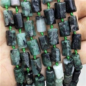 Natural Emerald Beads Green Tube, approx 7-14mm