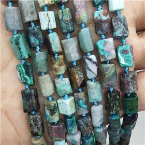 Natural Chrysocolla Turquoise Beads Green Tube, approx 7-14mm