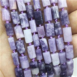 Natural Purple Lepidolite Column Beads, approx 7-14mm