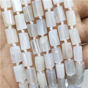 Natural White Moonstone Column Beads, approx 7-14mm