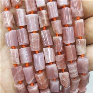 Natural Peach Sunstone Beads Tube, approx 7-14mm