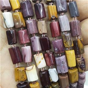 Natural Mookaite Beads Multicolor Tube, approx 7-14mm