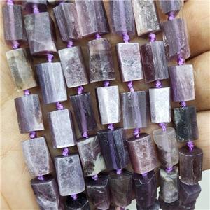 Natural Purple Lepidolite Beads Tube, approx 7-14mm