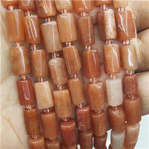 Natural Red Aventurine Beads Tube, approx 7-14mm
