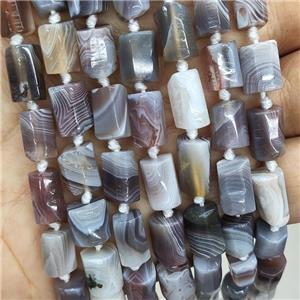 Natural Botswana Agate Beads Gray Tube, approx 7-14mm