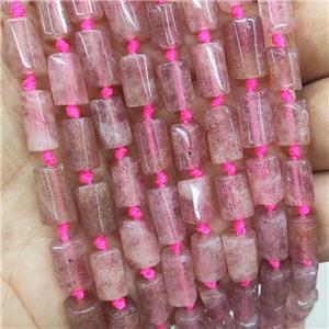 Natural Pink Strawberry Quartz Beads Tube, approx 7-14mm