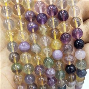 Natural Fluorite Beads Multicolor Smooth Round, approx 8mm dia