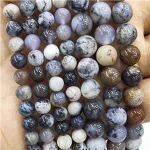 Moss Opal Beads Black Smooth Round, approx 8mm dia