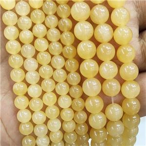Natural Honey Jade Beads Yellow Smooth Round, approx 4mm dia